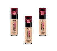 L'Oréal Paris Infalible 24H Fresh Wear Pack de 3, 125 Naturel Rosé | Base de Maquillaje Líquida de Alta Cobertura, Larga Duración 24H, Pack de 3 (3 x 30 ml), Fresh Wear