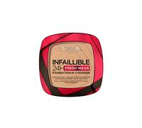 L'Oréal Paris Infallible 24H Fresh Wear Base en polvo, cobertura completa, larga duración, acabado suave ligero, resistente al agua y a la transferencia, arena radiante 250