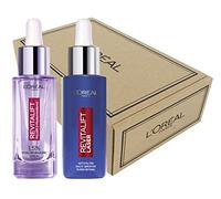 L'Oréal Paris Kit de cuidado facial con sérum antiarrugas Revitalift Filler con ácido hialurónico y vitamina C y láser noche con vitamina A, aceite nutritivo y ácido hialurónico