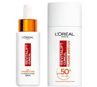 L'Oréal Paris - Kit de rutinas faciales antienvejecimiento con vitamina C - 12 % suero puro vitamina C y líquido solar anti-UV FPS 50+ - Antiarrugas - Revitalift Clinical