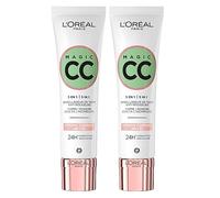 L'Oréal Paris Magic CC Cream 24H Hidratante 5in1 Tono Universal 2 x 30ml | Anti-Rojeces Crema Verde Efecto Piel Aterciopelada Larga Duración