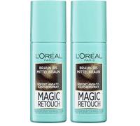 L'Oréal Paris Magic Retouch Espray de ocultación de raíces para transiciones graduales y naturales, oculta las raíces hasta el siguiente lavado, castaño a castaño medio, 1 x 75 ml (Paquete de 2)