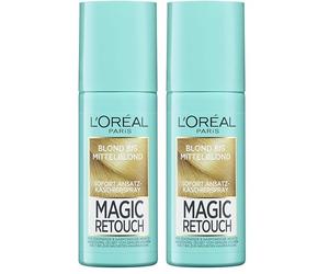 L'Oréal Paris Magic Retouch Espray de ocultación de raíces para transiciones graduales y naturales, oculta las raíces hasta el siguiente lavado, rubio a rubio medio, 1 x 75 ml, 1 unidad (Paquete de 2)