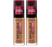 L'Oreal Paris Make-up Designer Base de Maquillaje de Larga Duración 24 H, Color 330 Noisette/Hazelnut, 30 ml (Paquete de 2)