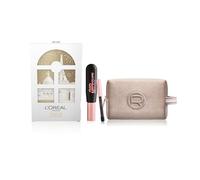 L'Oréal Paris Mascara Air Volume 30H Extra Black, Mini-Matita Ojos Negros Paradise Le Khol y una elegante bolsa de champán de terciopelo.