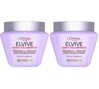 L'Oréal Paris, Mascarilla Hidratación Intensa, 100H de Hidratación, Cabello Más Voluminoso, Suave y Sano, Con Ácido Hialurónico, Para Cabello Deshidratado, Elvive Hidra Hyaluronico, 310 ml