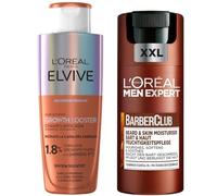 L'Oréal Paris Men Expert Barber Club Crema + Elvive Growth Booster Sérum | Crema Facial con Aceite de Madera de Cedro para Calmar e Hidratar y Sérum Formulado con Aminexil-R™