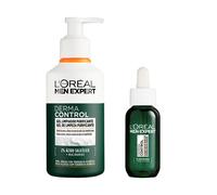 L'Oréal Paris | Men Expert Derma Control Gel Limpiador Purificante con Ácido Salicílico y Niacinamida Para Pieles Grasas con Tendencia Acnéica 260ml + Sérum Anti-Imperfecciones Con Niacinamida 30ml
