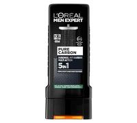 L'Oréal Paris Men Expert Gel de ducha Carbon Clean, limpia la piel sensible de los hombres (cara, cuerpo y cabello), hidrata la fragancia picante masculina (1 x 400 ml)