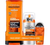 L'Oreal Paris Men Expert Hydra Energetic Crema Hidratante+Gel +Desodorante | Crema Facial con Guaraná Vitamina C y Proteínas, Gel Enriquecido con Taurina y Desodorante en Roll-On Anti-Transpirante
