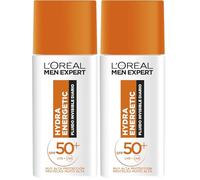 L'Oréal Paris Men Expert Hydra Energetic Fluido Invisible Diario FPS 50+ Crema Hidratante con Protección Solar (Paquete de 2)