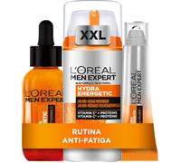L'Oréal Paris Men Expert Hydra Energetic Rutina con Crem Serúm +Contorno | Guaraná, Vitamina C y Proteínas, Ayuda a Reducir Signos de Cansancio, Hidratación 24h, Men Expert Hydra Energetic