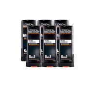 L'ORÉAL PARIS MEN EXPERT - Pack 6 x 400 ml Gel de Ducha Total Clean con Carbón Purificante, Acción 5 en 1 para Cuerpo, Cara, Cabello, Afeitado e Hidratación