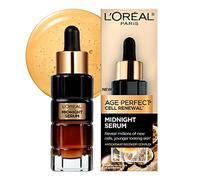 L'Oréal Paris Midnight Serum for Face, Age Perfect Cell Renewal, suero de vitamina E, con ácido hialurónico, antioxidantes y vitamina E, Skincare, 30 ml
