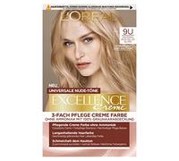 L'Oréal Paris Permanente Haarfarbe für jeden Hautton, Coloration ohne Ammoniak, Universale Nude-Töne mit vollständiger Grauhaarabdeckung, Excellence Creme, Nr. 9U Sehr helles Blond (Blond), 1 Stück