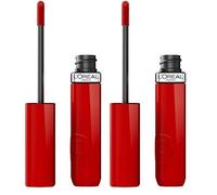 L'Oréal Paris Pintalabios Líquido, Color Intenso de Larga Duración, No Transfiere, Acabado Brillante con Efecto Vinilo, Infaillible Laque Resistance, Tono 415 Red Bisou (Paquete de 2)