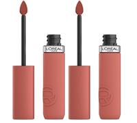 L'Oréal Paris Pintalabios Líquido, Color Intenso, Fórmula Mate de Larga Duración, con Ácido Hialurónico, Infaillible Matte Resistance, Tono Rose Heat (Paquete de 2)