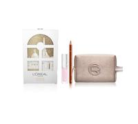 L'Oréal Paris Plump Ambition 101 Crystal Clear - Set de regalo para contorno de labios, color Riche 236 Organza, bolsa de champán de terciopelo