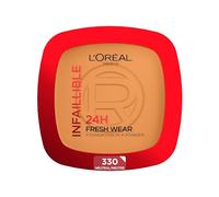 L'Oréal Paris - Polvo de maquillaje resistente al agua de alta cobertura, polvo compacto cubriente con acabado mate y 24h de duración, Infaillible 24H Fresh Wear Foundation Powder, nº 330 Hazelnut, 1