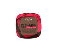L'Oréal Paris - Polvo de maquillaje resistente al agua de alta cobertura, polvo compacto cubriente con acabado mate y 24h de duración, Infaillible 24H Fresh Wear Foundation Powder, nº 390 Ebony, 1 x 9
