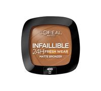 L'Oréal Paris, Polvos Compactos Mate, Efecto Bronceado Facial de Larga Duración, Infallible 24H Fresh Wear, Tono: Mat 400, 9 g