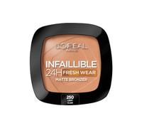 L'Oréal Paris, Polvos Compactos Mate, Efecto Bronceado Facial de Larga Duración, Infallible 24H Fresh Wear, Tono: Clair 250, 9 g