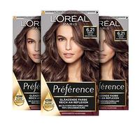 L'Oréal Paris Préférence 6.21 - Tinte permanente para el cabello con coloración y bálsamo para el cuidado de color brillante, juego de 3