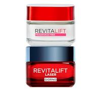 L'Oréal Paris Revitalift Crema Facial Antiarrugas Sin Perfume con Probiótico Pro-Retinol Efecto Lifting 50ml + Laser Crema de Día Antiedad Reafirmante con Ácido Hialurónico Vitamina C 50ml - 2 Cremas