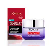 L'Oreal Paris Revitalift - Crema facial antienvejecimiento con ácido hialurónico + ceramidas para mujer, sin fragancia + muestra de suero