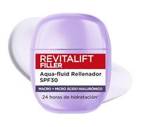 L'Oréal Paris Revitalift Filler Aqua-fluid SPF30 Rellenador, 24h de Hidratación* con Protección Solar UV, Ácido Hialurónico y Niacinamida, Absorción en 3 seg, Textura Ligera, Formato de Bolsillo, 40ml