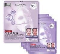 L'Oréal Paris Revitalift Filler Glass Skin Mascarilla Facial Hidrogel Iluminadora, Piel Jugosa y Radiante. Tratamiento rellenador, Ácido Hialurónico, Glicerina, Extracto Centella Asiática, Pack de 4