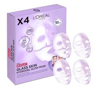 L'Oréal Paris Revitalift Filler Glass Skin Mascarilla Facial Hidrogel Iluminadora, Piel Jugosa y Radiante. Tratamiento rellenador, Ácido Hialurónico, Glicerina, Extracto Centella Asiática, Pack de 4