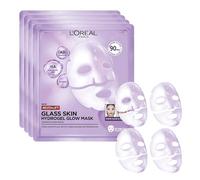 L'Oréal Paris Revitalift Filler Glass Skin Mascarilla Facial Hidrogel Iluminadora, Piel Jugosa y Radiante. Tratamiento rellenador, Ácido Hialurónico, Glicerina, Extracto Centella Asiática, Pack de 4