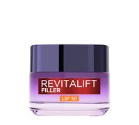 L'Oréal Paris - Crema de día antiedad SPF 50 para mujer: hidrata la piel y combate el envejecimiento con 3 tipos de ácido hialurónico y SPF 50+, Revitalift Filler, 1 x 50 ml