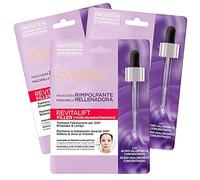 L'Oréal Paris Revitalift Filler - Kit de mascarillas de tejido rellenador hidratante con ácido hialurónico, 3 unidades