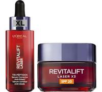 L'Oréal Paris Revitalift Láser Anti-Edad Sérum Corrector Con Tri-Péptidos, Ácido Hialurónico y Vitamina Cg, 50ml y Crema de Día con Protección Solar SPF 25, 50 ml