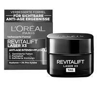 L'Oréal Paris Revitalift Laser Crema de día triple acción con ácido hialurónico, crema facial antiedad, efecto antienvejecimiento, piel tersa y arrugas atenuadas, 50 ml