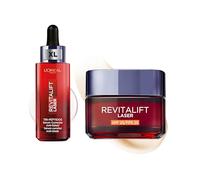 L'Oréal Paris Revitalift Laser Protocolo Antiedad Sérum + Crema Día SPF25 | Pro Retinol, Ácido Hialurónico y Vitamina Cg, Ayuda a Reafirmar, Reduce Arrugas y Manchas Oscuras, Piel Radiante Triple Laser