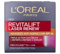 L'Oreal Paris Crema hidratante facial con láser Revitalift con SPF 20, crema de día avanzada antiedad SPY con retinol profesional, ácido hialurónico y vitamina Cg, 50 ml