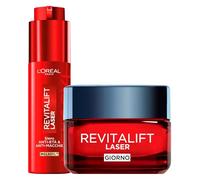 L'Oréal Paris Revitalift Laser - Suero facial antiedad contra manchas con vitamina C niacinamida 50 ml + crema de día triple acción con ácido hialurónico 50 ml - Juego de 2