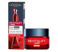 L'Oréal Paris Revitalift Laser X3 - Tratamiento antiedad intensivo FPS 20, con ácido hialurónico y pro-xylane + crema para contorno de ojos concentrada, antiarrugas, con pro-xylane