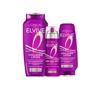 L'Oréal Paris | Rutina Collagen Lifter Voluminizador Champú 700ml+ Acondicionador 300ml+ Spray Voluminizador Refrescante 200ml, fórmula transparente y ligera, péptidos de colágeno para aportar volumen