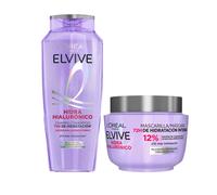 L'Oréal Paris | Rutina Elvive Hidra Hialurónico Champú 400ml + Mascarilla hasta 72h de Hidratación