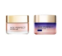 L'Oréal Paris Rutina Golden Age Crema Día Fortificante de Rosas,50 ml + Crema Noche para Pieles Maduras. Antiflacidez y Luminosidad. Para Pieles Maduras y Apagadas. Reaviva el tono rosado.