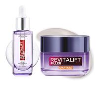 L'Oréal Paris Rutina Revitalift Filler, Serum Antiarrugas con Ácido Hialurónico y Péptidos. Hidrata, Ilumina, Rellena+Crema Día Protectora SPF50, Antiarrugas. Inpirado en Cosmética Coreana.