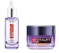L'Oréal Paris Rutina Revitalift Filler Serum Antiedad con Ácido Hialurónico Puro 30 ml + Crema de Día Rellenadora SPF 50, Anti-edad y Anti-arrugas Con Ácido Hialurónico Concentrado 50 ml