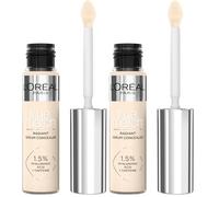 L'Oréal Paris Sérum Corrector Iluminador, Cobertura Media, Acabado Radiante, con 1,5% Ácido Hialurónico y Cafeína, Accord Parfait, Tono 1N, 10ml (Paquete de 2)