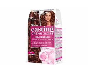 L'Oréal Paris Tinte para el cabello semipermanente sin amoníaco, 535 Chocolate, color de cabello brillante, acabado de aspecto natural, para hasta 28 champús, Casting Crème Gloss, 1 aplicación