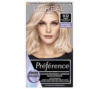 L'ORÉAL PARIS - Tinte permanente duradero y brillante sin reflejos amarillos 100% cubre cabello blanco Preferiblemente Tono: Siberia 9, 12, rubio ceniza perlado muy claro