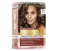 L'Oréal Paris - Tinte permanente para cualquier tono de piel, coloración sin amoniaco, tonos desnudos universales con cobertura completa de canas, crema Excellence Crema, n.º 5U universal castaño